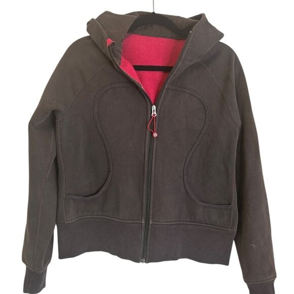 Lululemon Athetica Women's Brown Scuba Hoodie Sz 12 Pockets Logo Athleisure - Picture 1 of 6